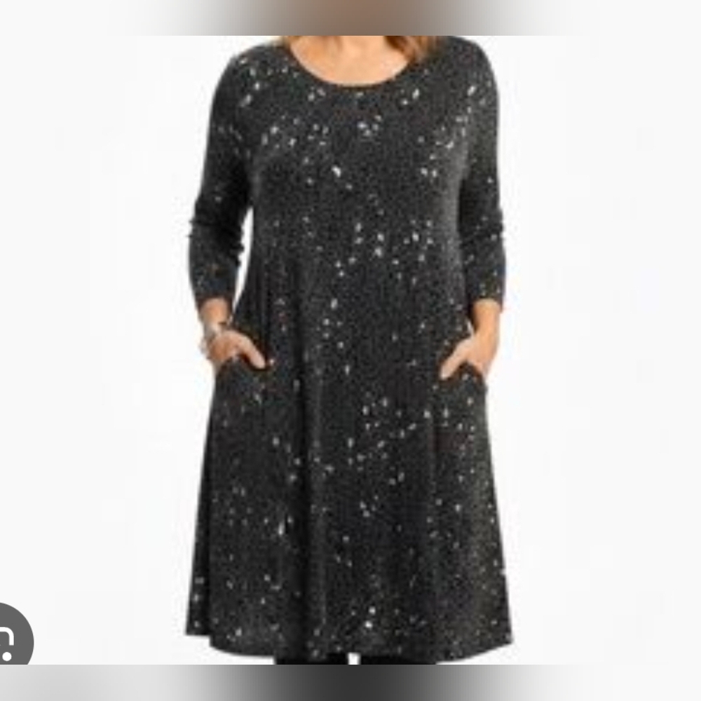 Time and Tru Women's knit dress Black Gray Animal Print XL 16-18